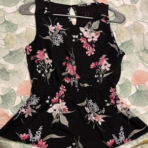 A New Day Black Floral Sleeveless Blouse